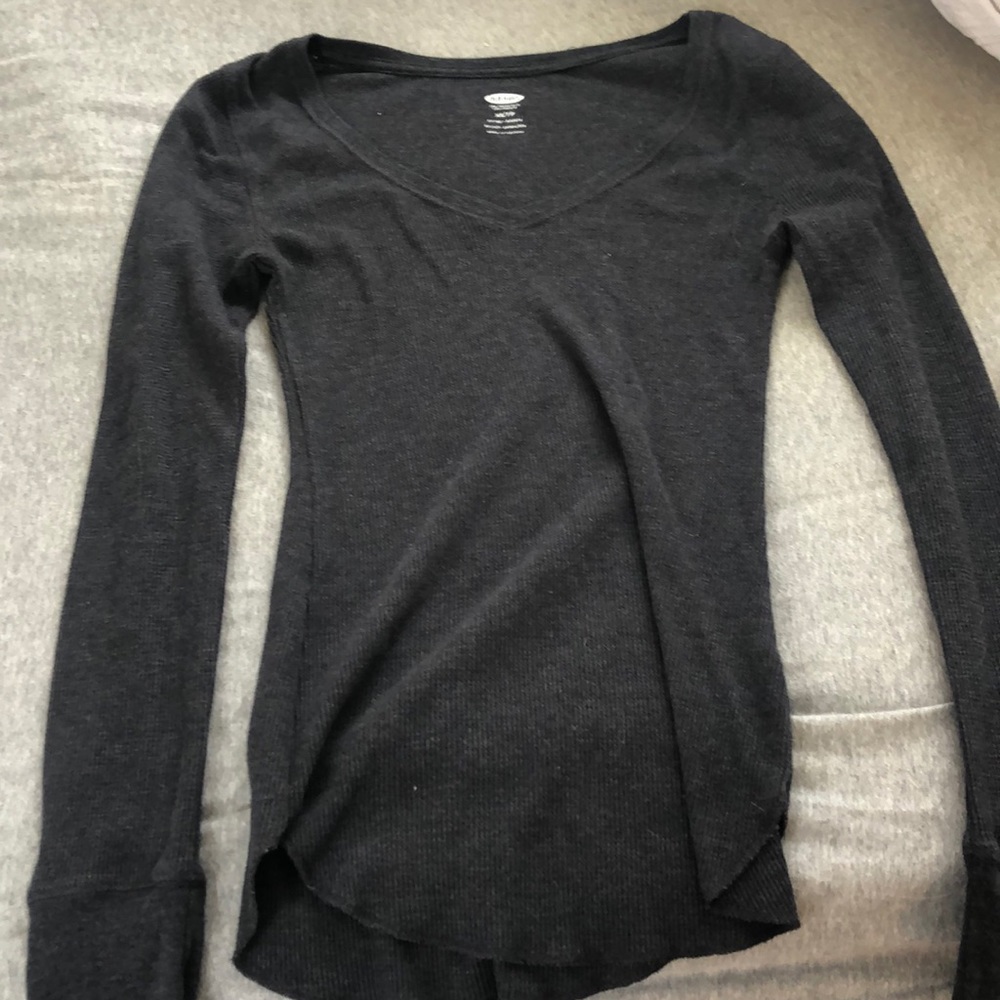 Old Macy fitted dark grey waffle shirt